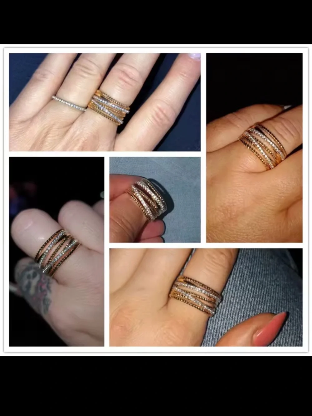Gold Silver Multi-Row Twisted Band Ring - Women Jewelry
